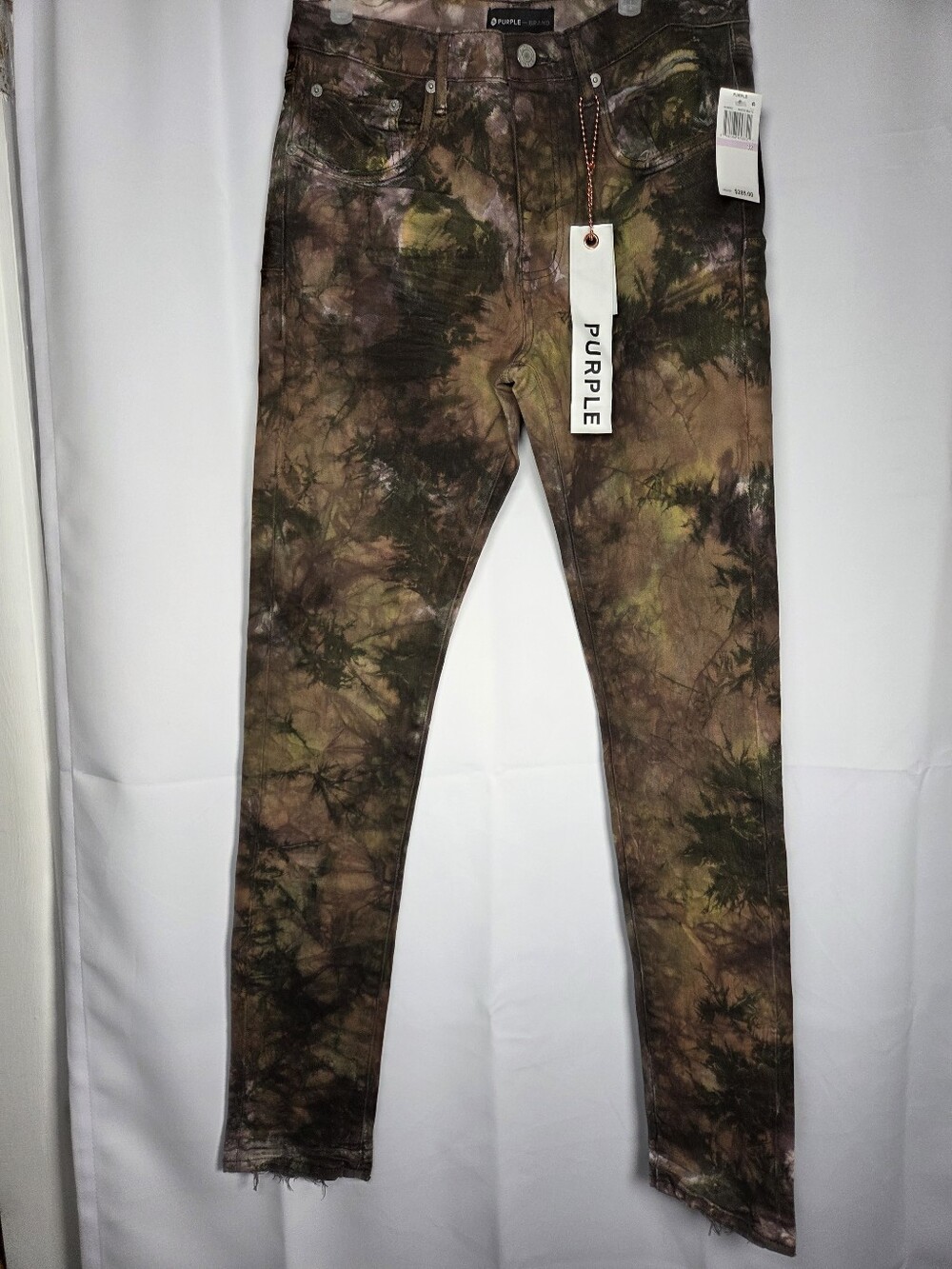 NEW Purple Brand Slim Fit Low Rise Distressed Tie Dye Denim Jeans Men's 32x32